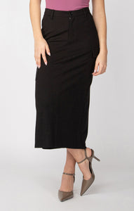 Black Ponte Knit Cargo Skirt