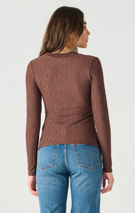 Ls Textured Twist Front Top