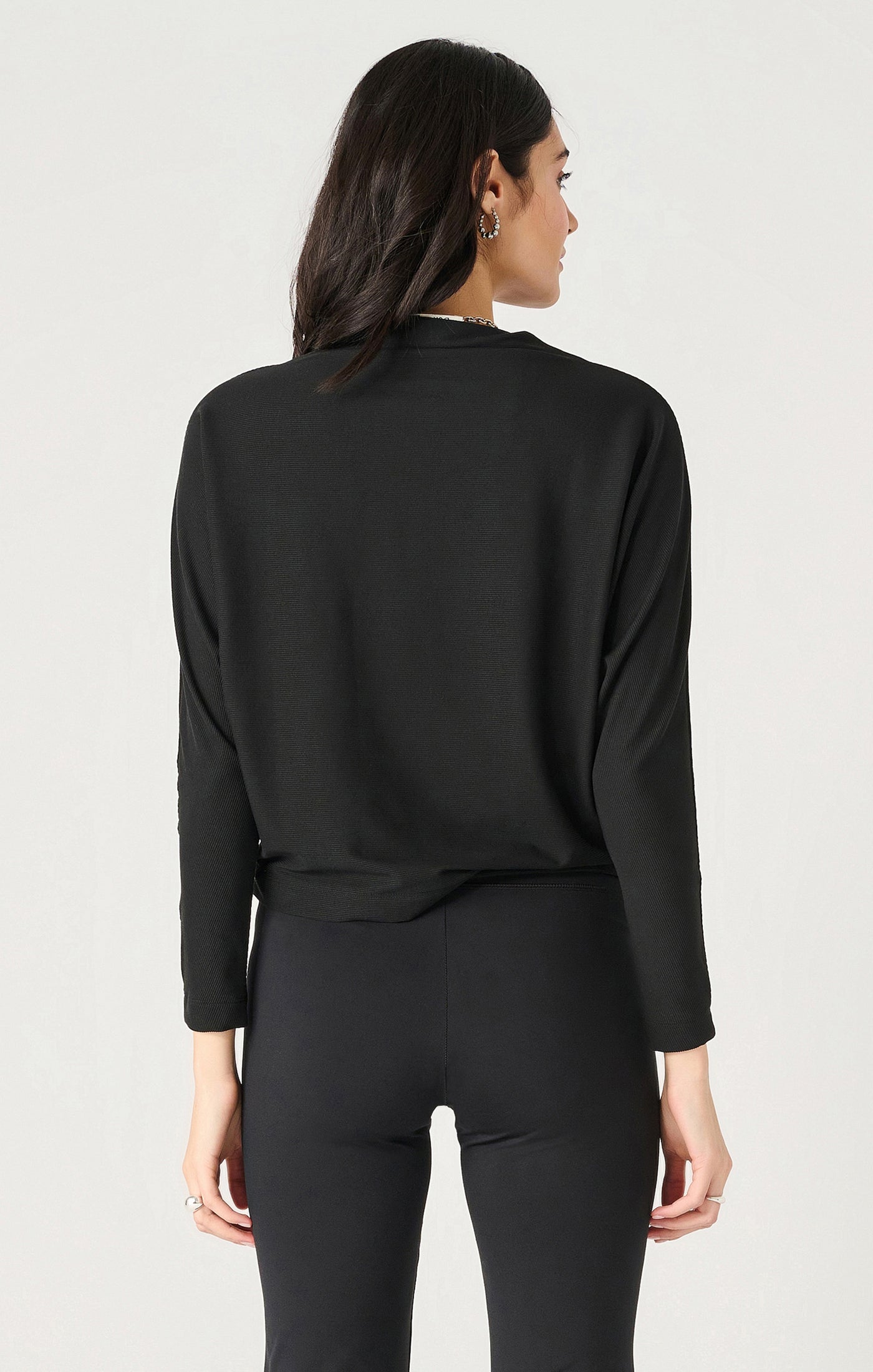 Ls Mock Neck Ribbed Top