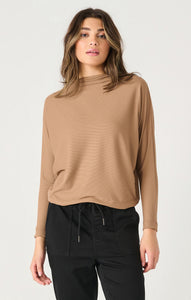 Ls Mock Neck Ribbed Top