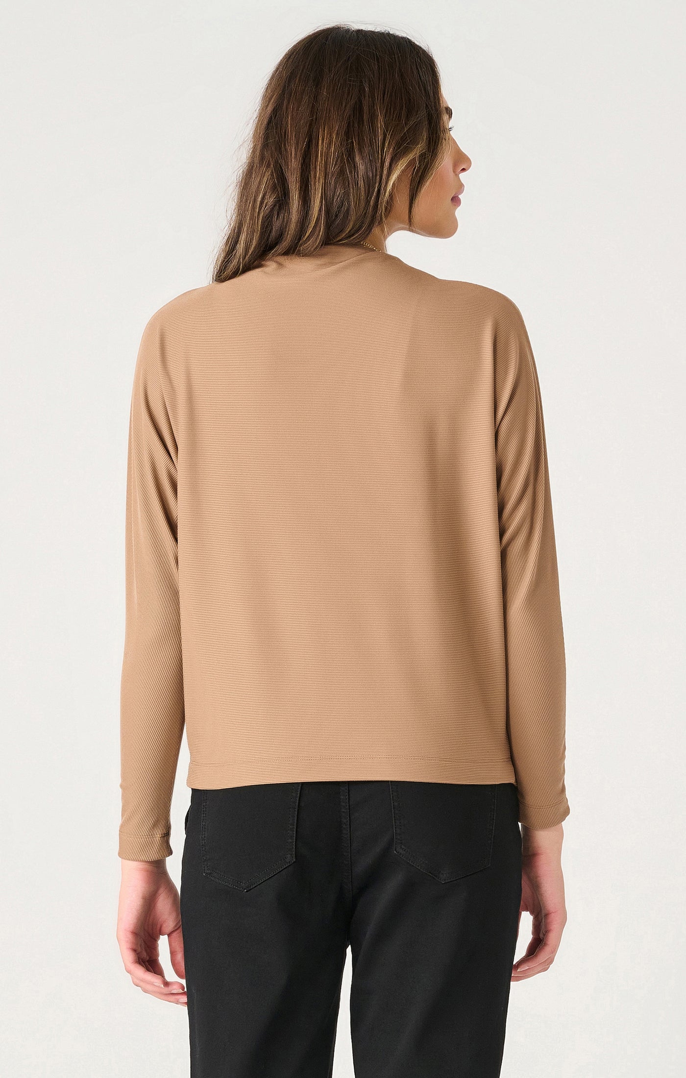 Ls Mock Neck Ribbed Top