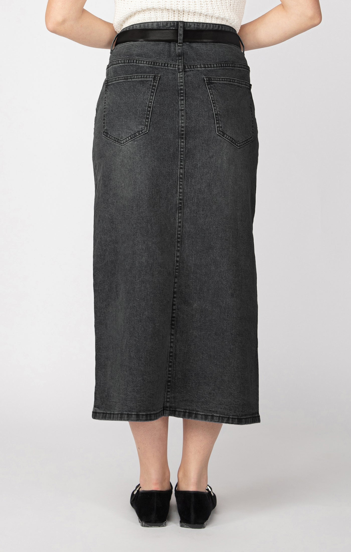 Denim Lt Grey Maxi Skirt