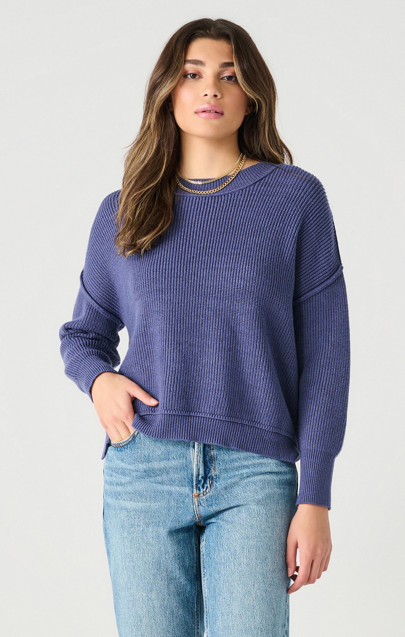 Ls Drop Shoulder Mockneck Sweater