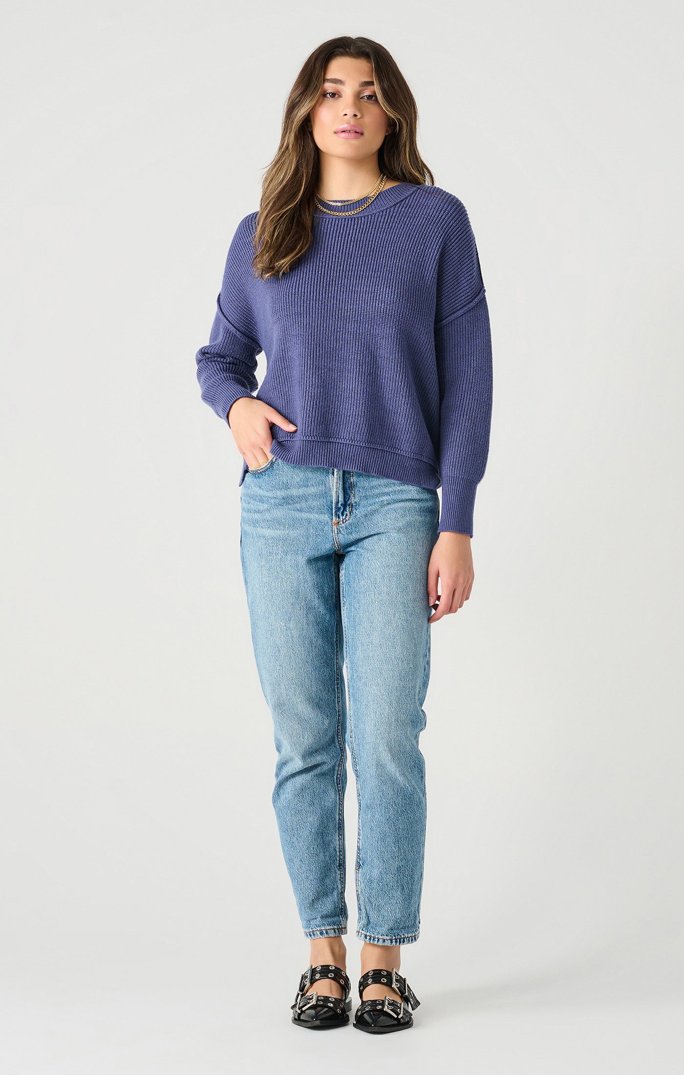 Ls Drop Shoulder Mockneck Sweater