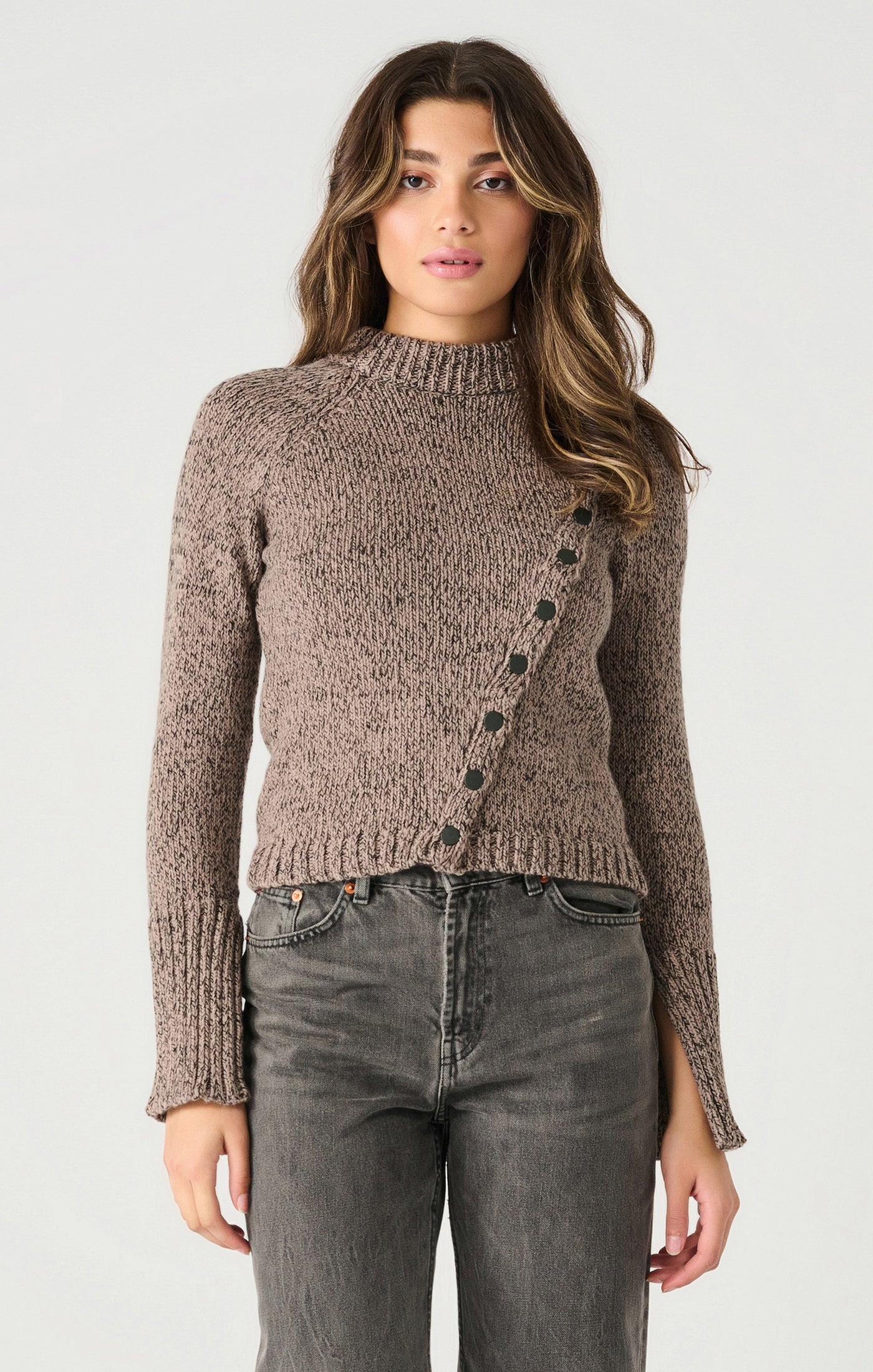 Ls Asymmetric Buttoned Sweater