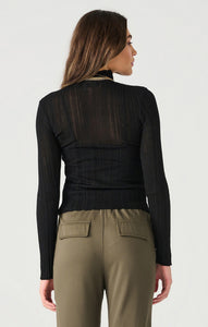 Ls Mock Neck Ribbed Top