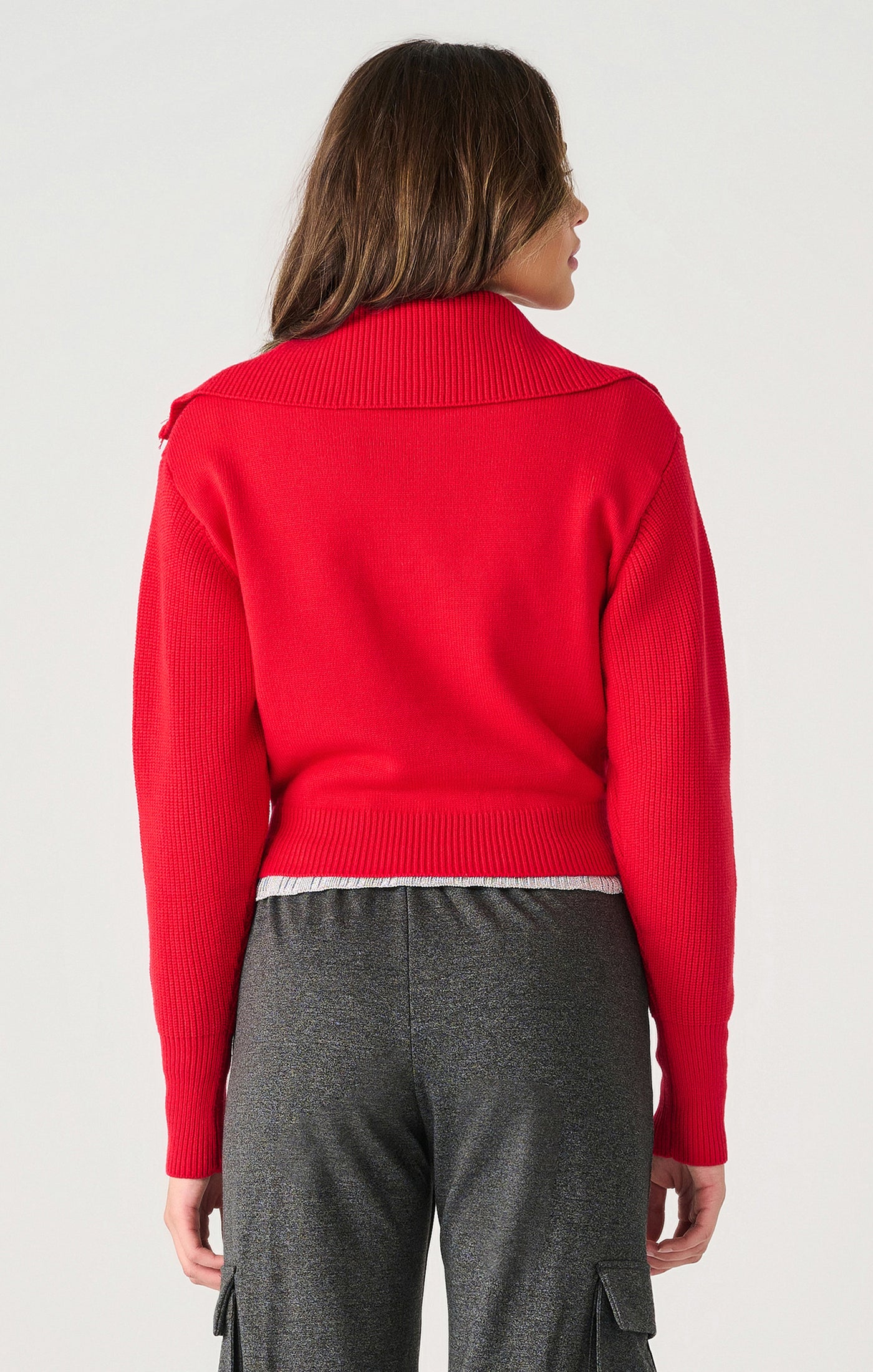 Ls Half Zip Textured Sweater