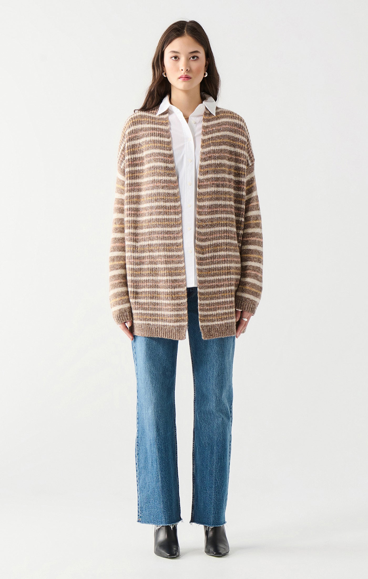 Ls Textured Stitch Open Cardigan