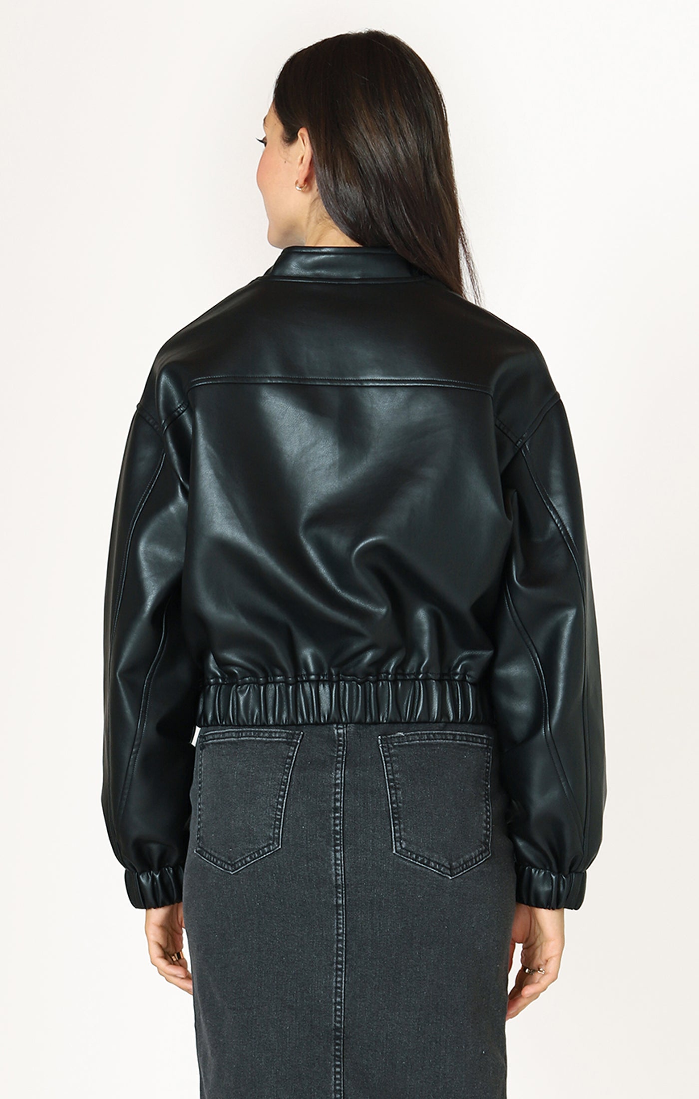 Faux Leather Bomber Jacket