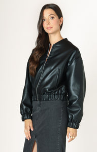 Faux Leather Bomber Jacket