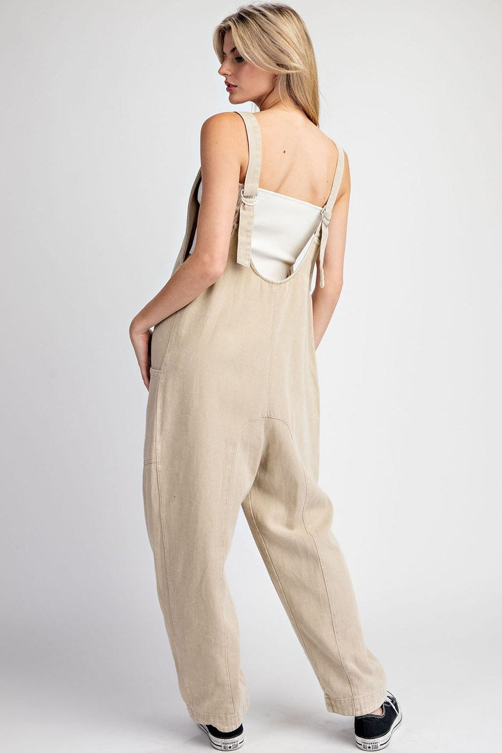 High Roller Twill Tan Jumpsuit