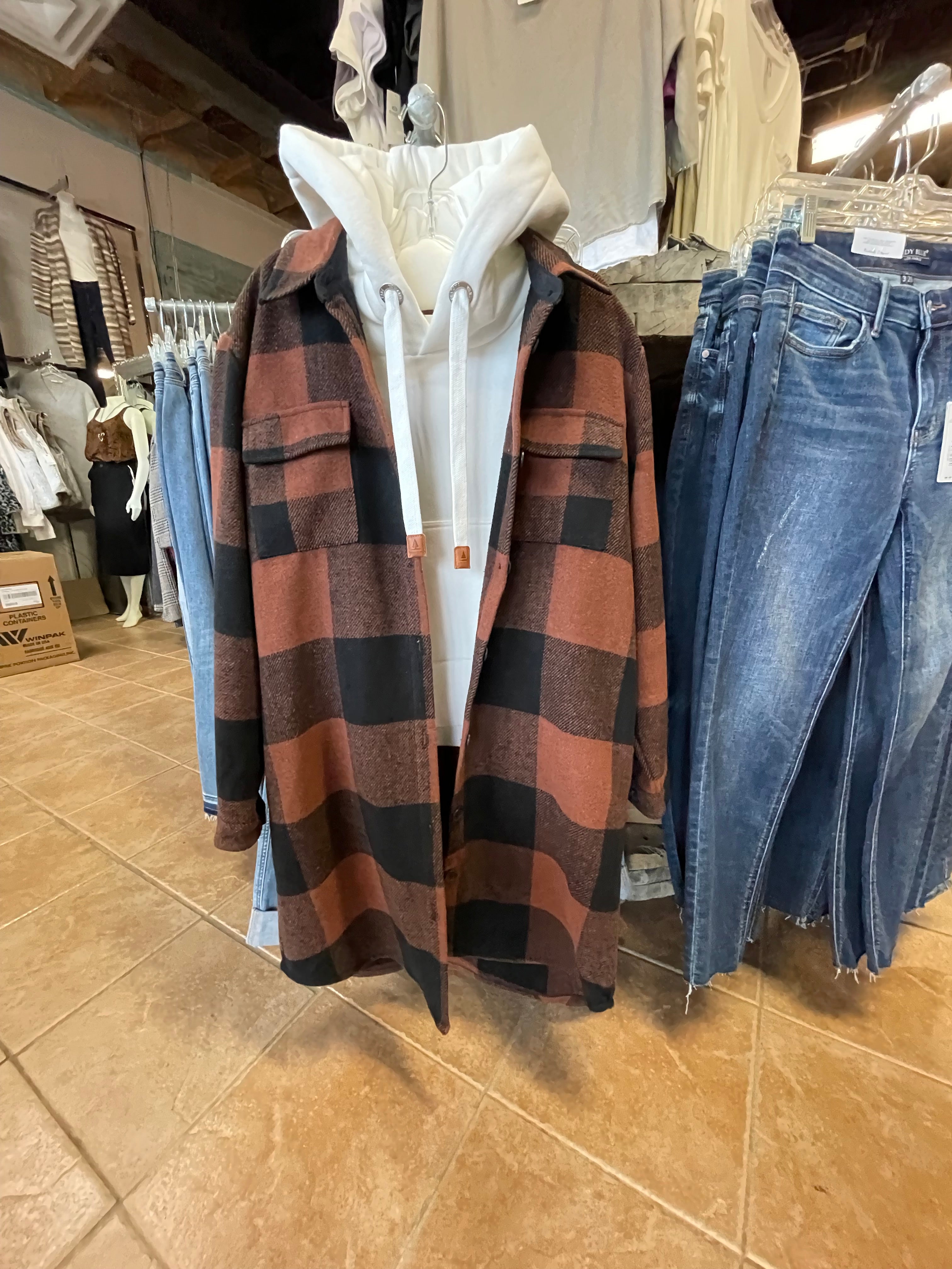 Plaid Shacket with Snaps