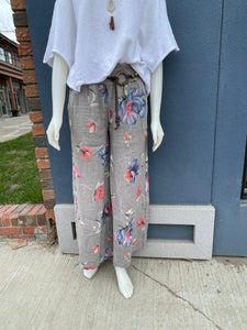 Linen Belted Floral Pants