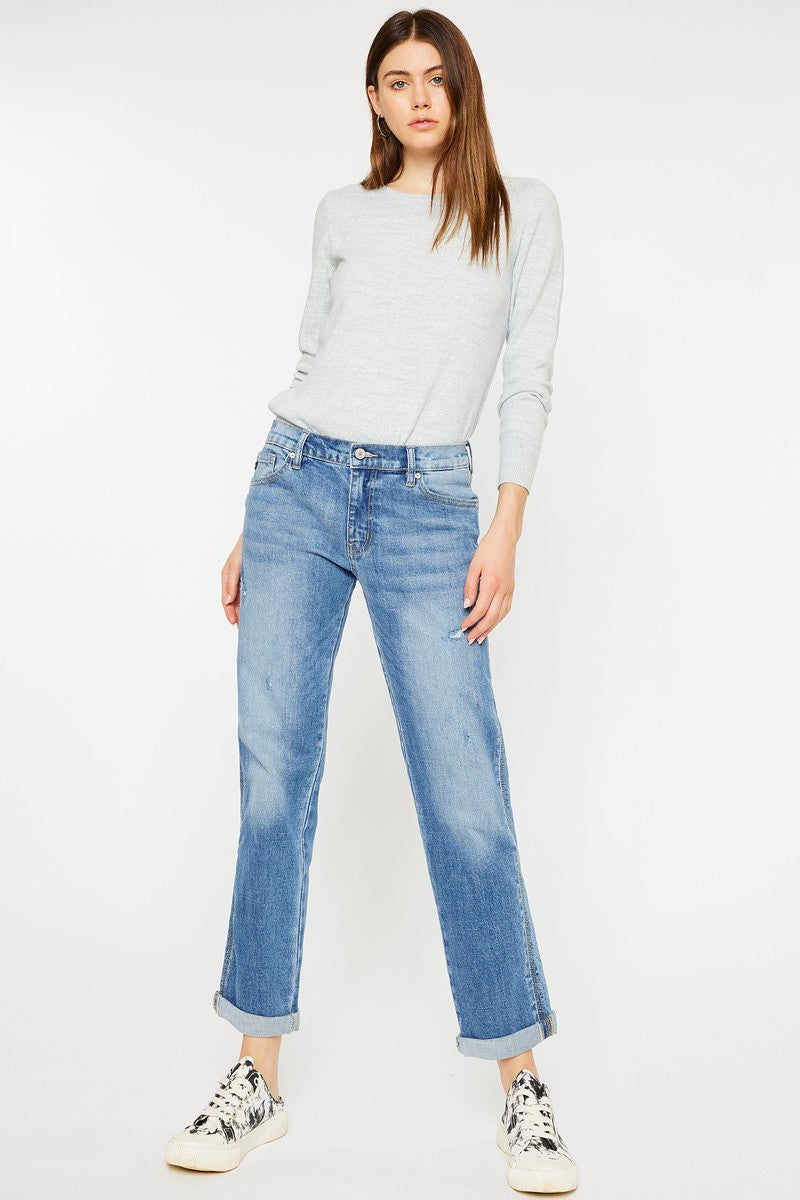 Boyfriend Mid Rise Jean side panel