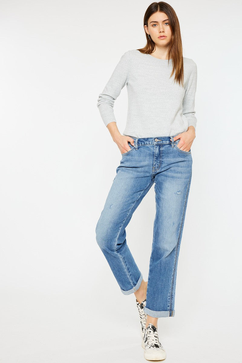 Boyfriend Mid Rise Jean side panel