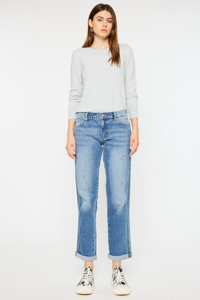 Boyfriend Mid Rise Jean side panel