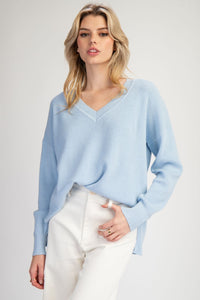 V Neck Waffle Sweater