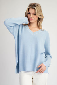 V Neck Waffle Sweater