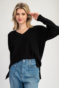 V Neck Waffle Sweater